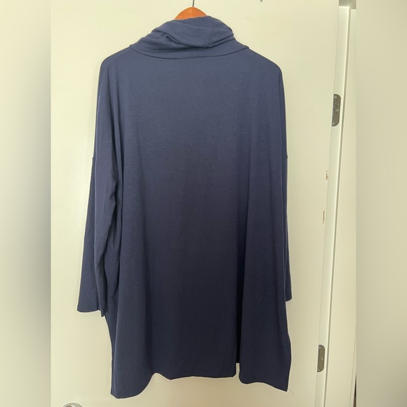 Navy Cowl Neck Tunic Top - Picture 2 of 2